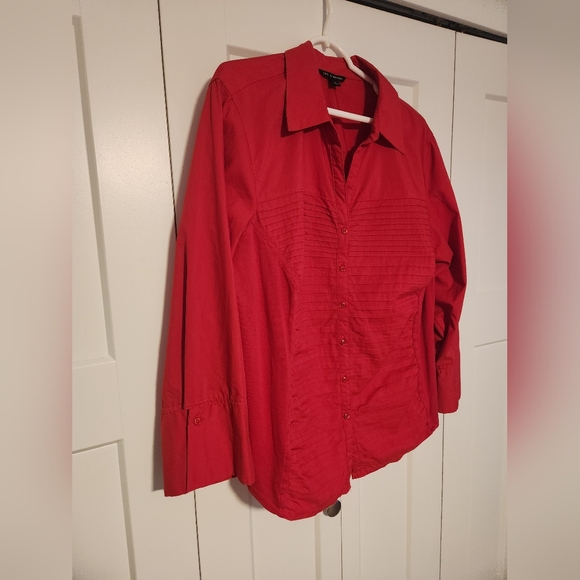 Zac & Rachel Vibrant Red Button Up Blouse - Picture 3 of 6